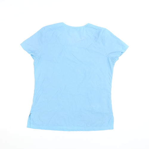 Koi Basics Women's Blue V-Neck Short Sleeve Workwear Top XS