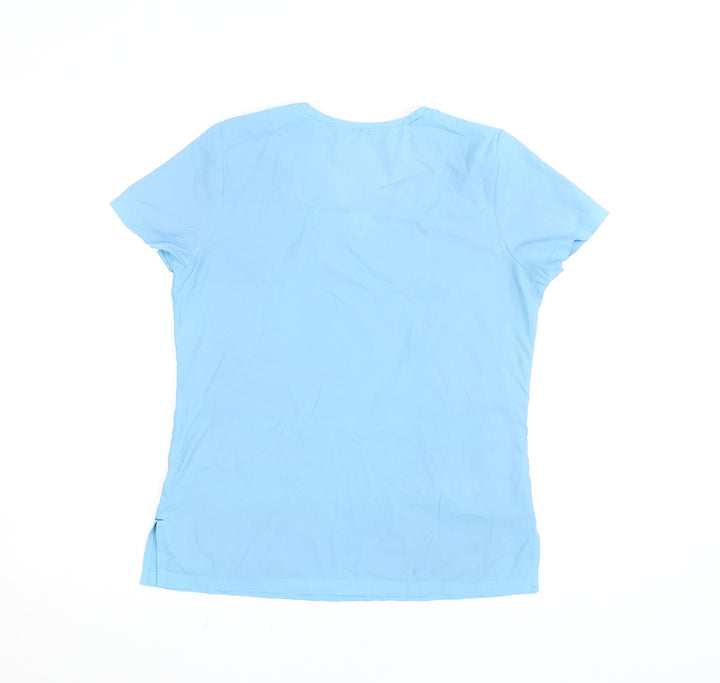 Koi Basics Women's Blue V-Neck Short Sleeve Workwear Top XS