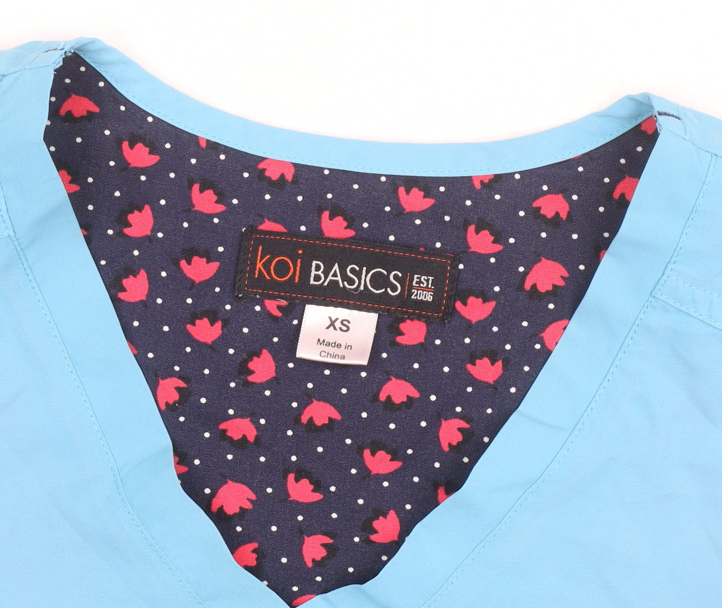 Koi Basics Women's Blue V-Neck Short Sleeve Workwear Top XS