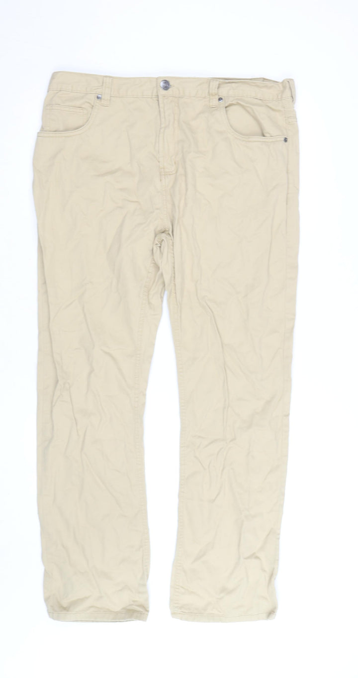 Denim Co. Men's Beige Chino Trousers 35W 32L Cotton Straight Fit