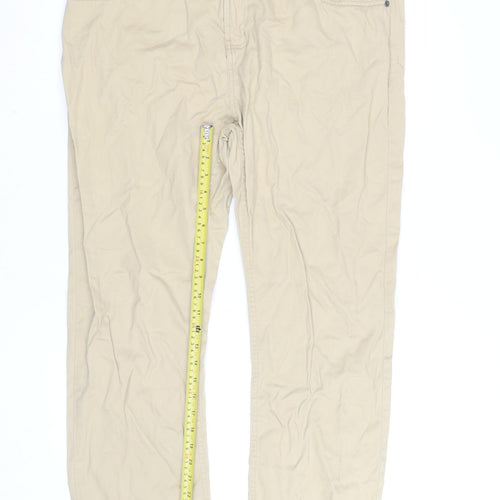 Denim Co. Men's Beige Chino Trousers 35W 32L Cotton Straight Fit