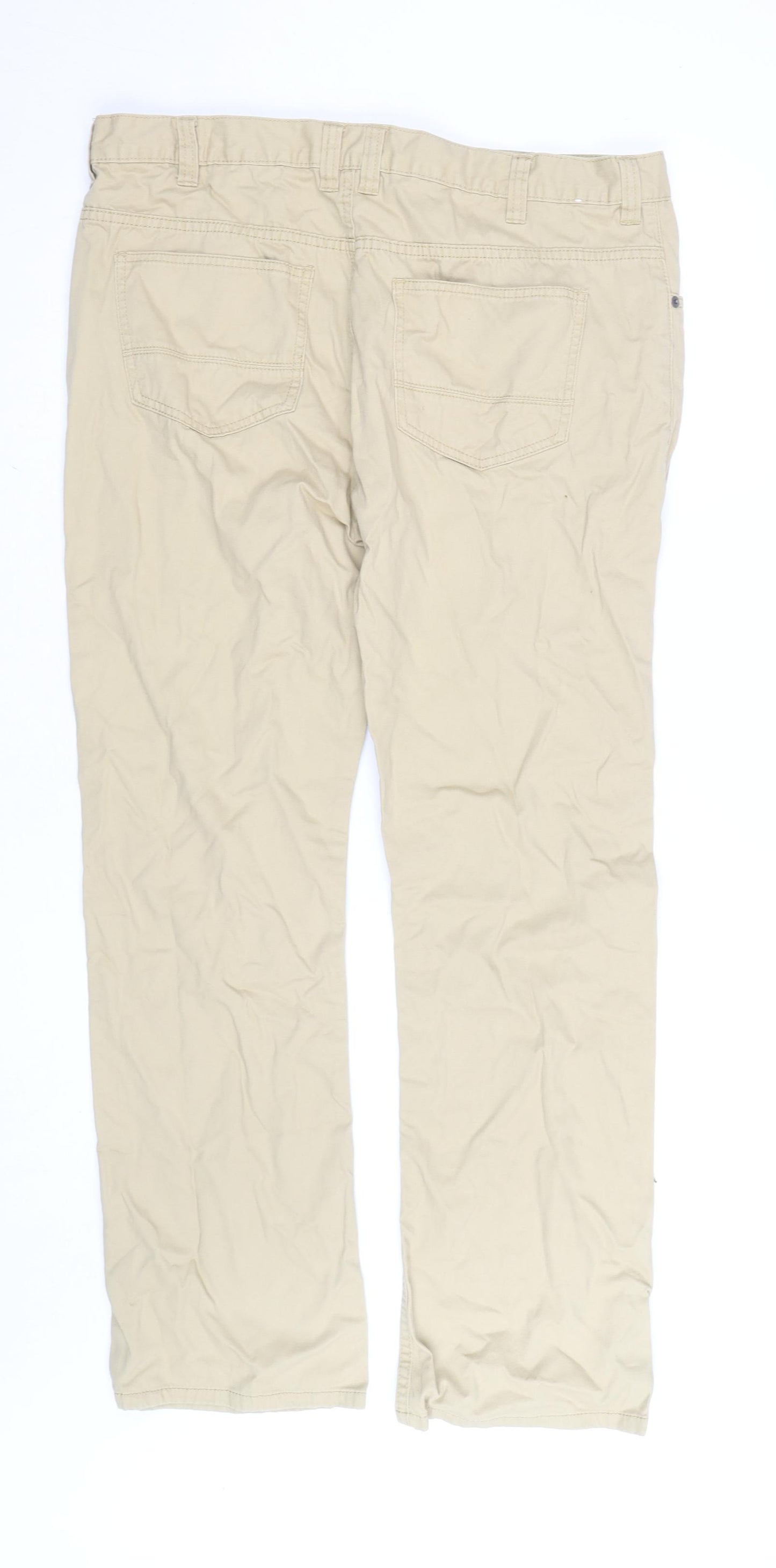 Denim Co. Men's Beige Chino Trousers 35W 32L Cotton Straight Fit