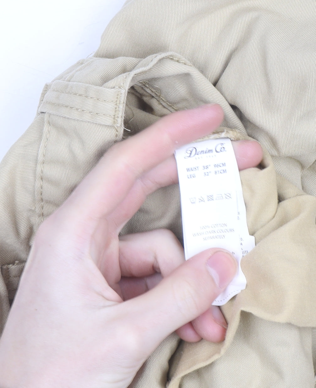 Denim Co. Men's Beige Chino Trousers 35W 32L Cotton Straight Fit