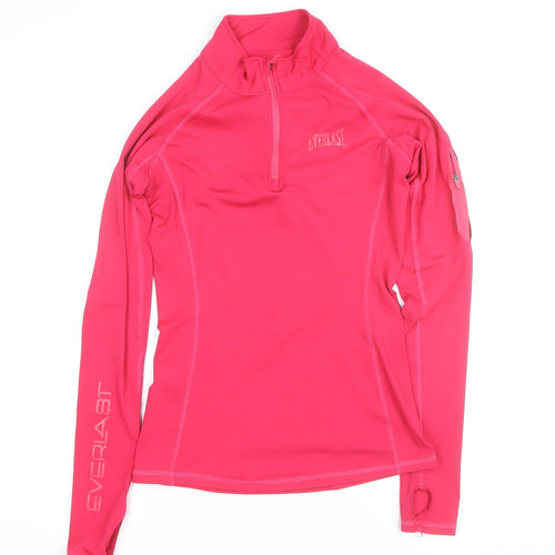 Everlast Womens Pink Long Sleeve 1/4 Zip Gym Training Top Size 8