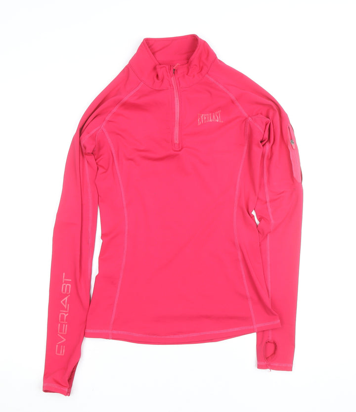 Everlast Womens Pink Long Sleeve 1/4 Zip Gym Training Top Size 8