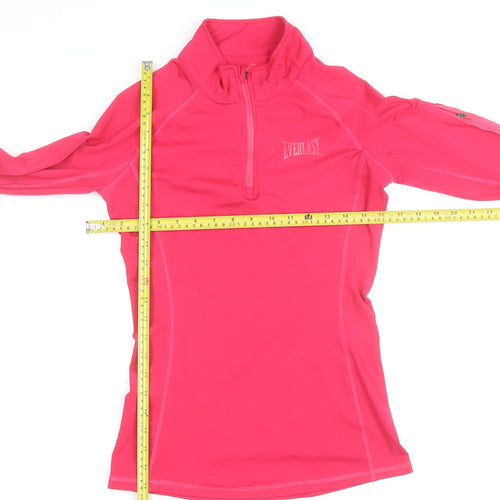 Everlast Womens Pink Long Sleeve 1/4 Zip Gym Training Top Size 8