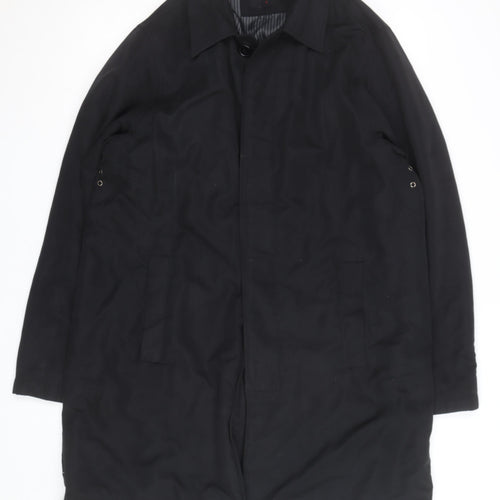 Butler and Webb Men's Black Cotton Blend Long Overcoat S