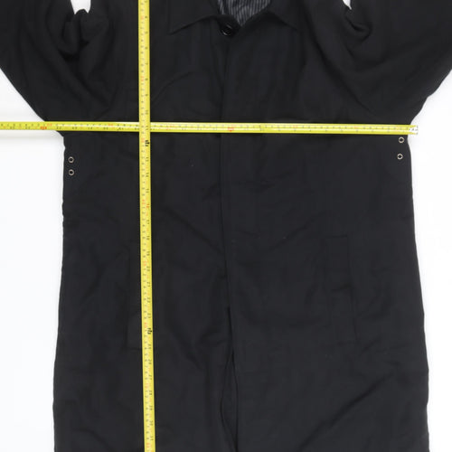 Butler and Webb Men's Black Cotton Blend Long Overcoat S
