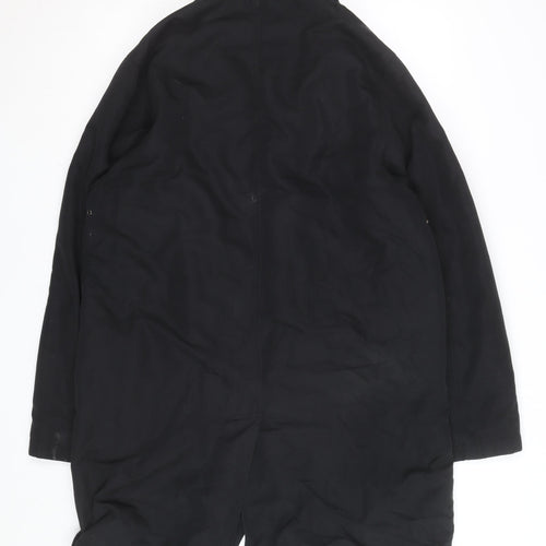 Butler and Webb Men's Black Cotton Blend Long Overcoat S