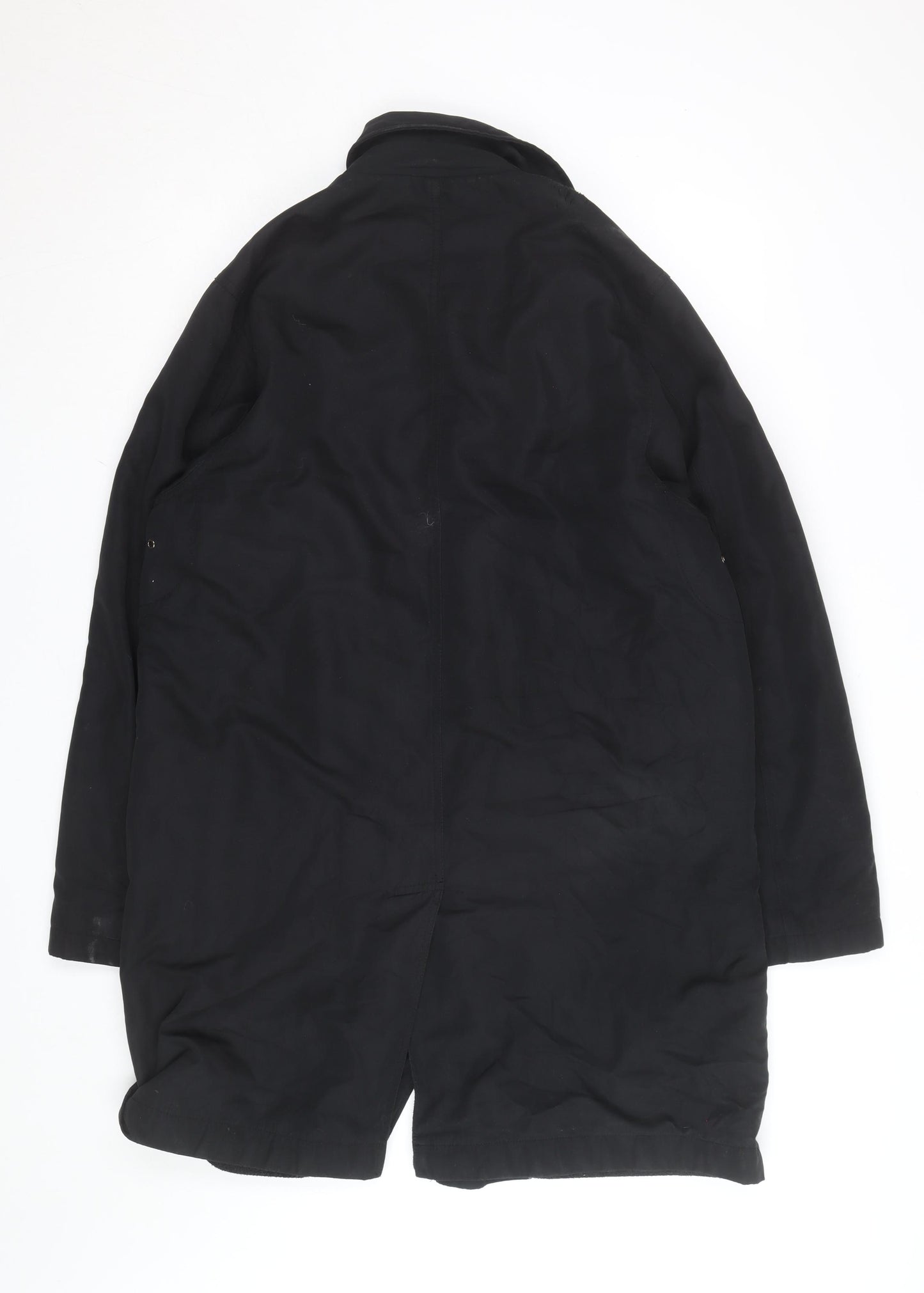 Butler and Webb Men's Black Cotton Blend Long Overcoat S