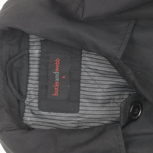 Butler and Webb Men's Black Cotton Blend Long Overcoat S