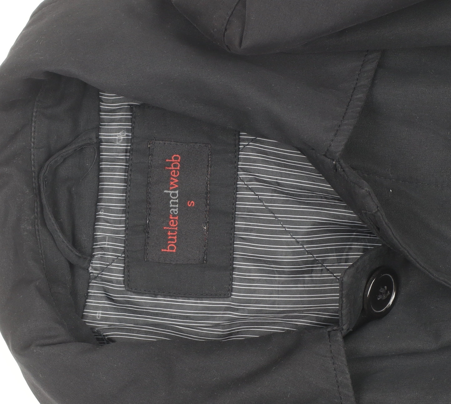 Butler and Webb Men's Black Cotton Blend Long Overcoat S