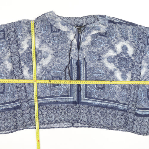 Mango Women’s Blue Paisley Sheer Viscose Tunic Blouse Size M
