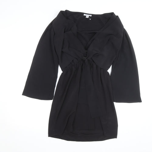 Topshop Women's Black Wrap Chiffon Blouse Size 8