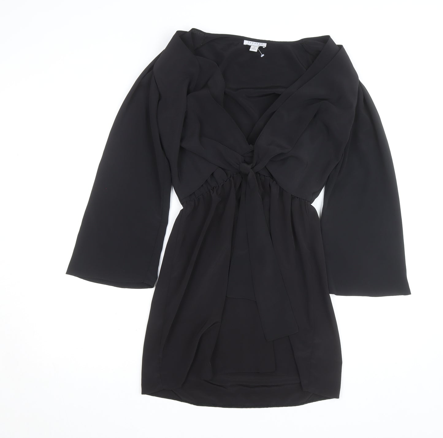 Topshop Women's Black Wrap Chiffon Blouse Size 8