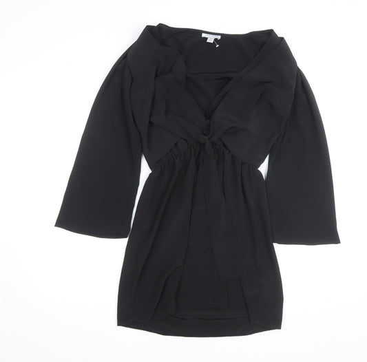 Topshop Women's Black Wrap Chiffon Blouse Size 8