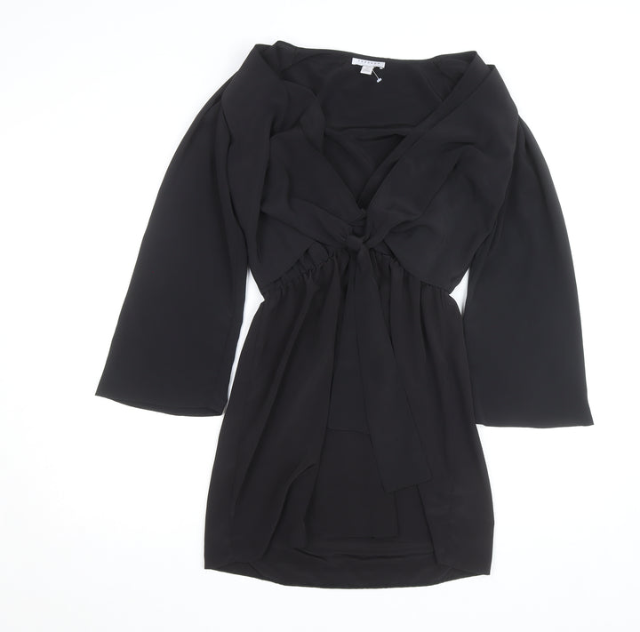 Topshop Women's Black Wrap Chiffon Blouse Size 8