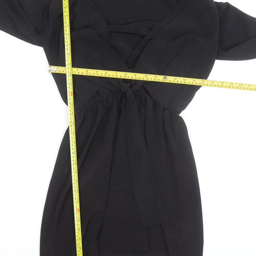 Topshop Women's Black Wrap Chiffon Blouse Size 8