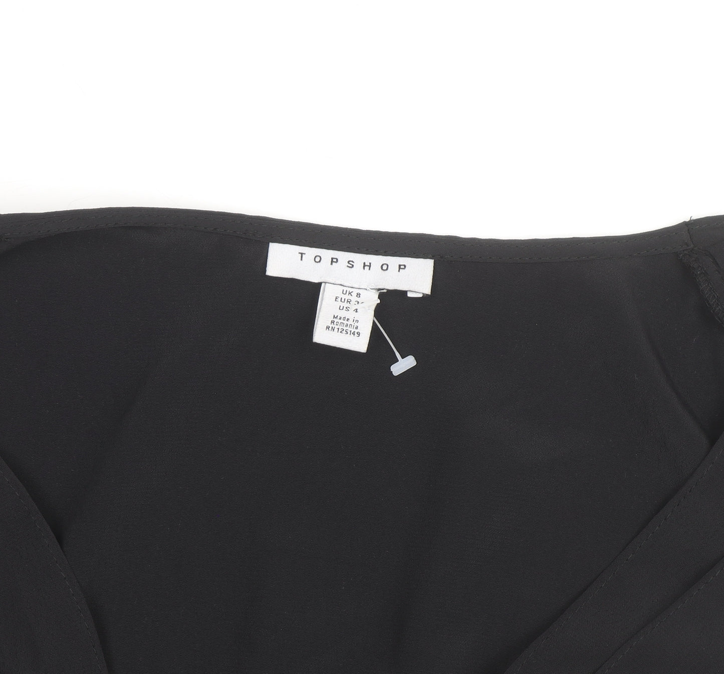 Topshop Women's Black Wrap Chiffon Blouse Size 8