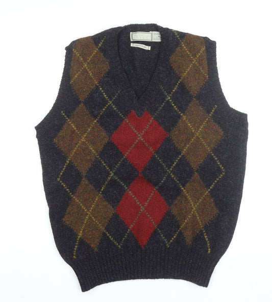 Christopher Hayes Men's Multicoloured Wool Argyle Vest M