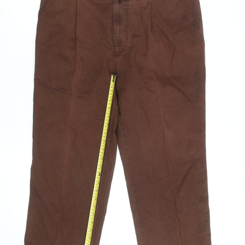 Meyer Men's Brown Chino Trousers 38W 30L Cotton Blend Regular Fit