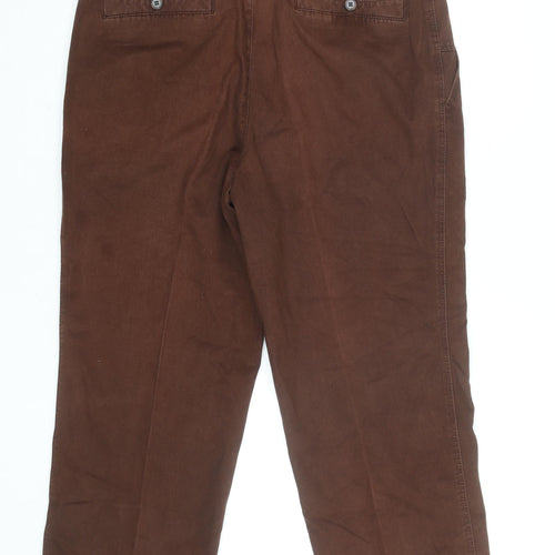 Meyer Men's Brown Chino Trousers 38W 30L Cotton Blend Regular Fit