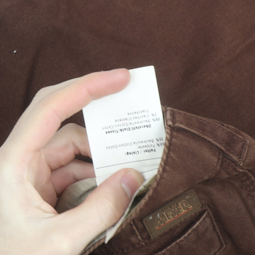 Meyer Men's Brown Chino Trousers 38W 30L Cotton Blend Regular Fit