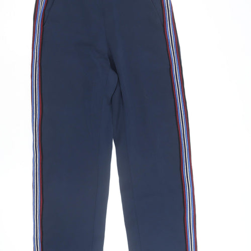 Six Ames Women's Blue Track Pants Size 10 Elastic Waist Side Stripe