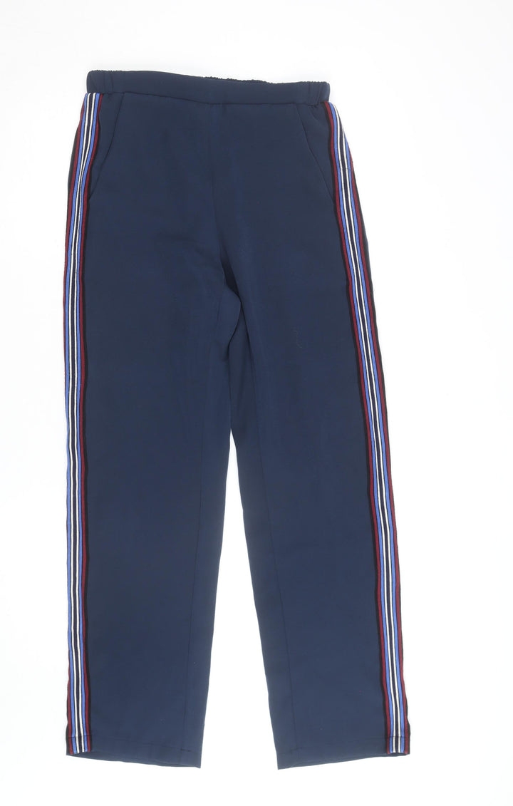 Six Ames Women's Blue Track Pants Size 10 Elastic Waist Side Stripe