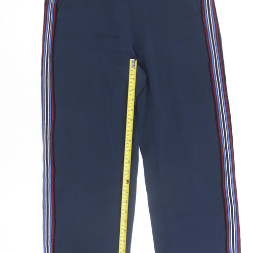 Six Ames Women's Blue Track Pants Size 10 Elastic Waist Side Stripe
