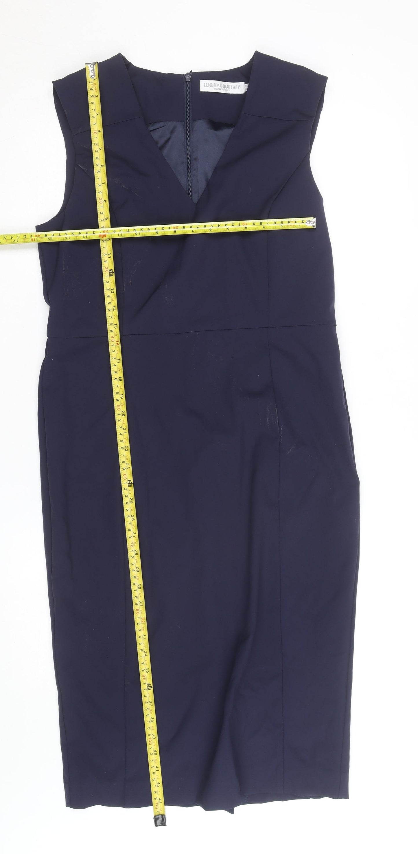 Lennon Courtney Women Blue Size 14 Sleeveless Sheath Work Dress