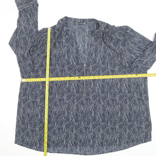 Dunnes Women’s Blue Geometric Long Sleeve Tunic Blouse Size XL