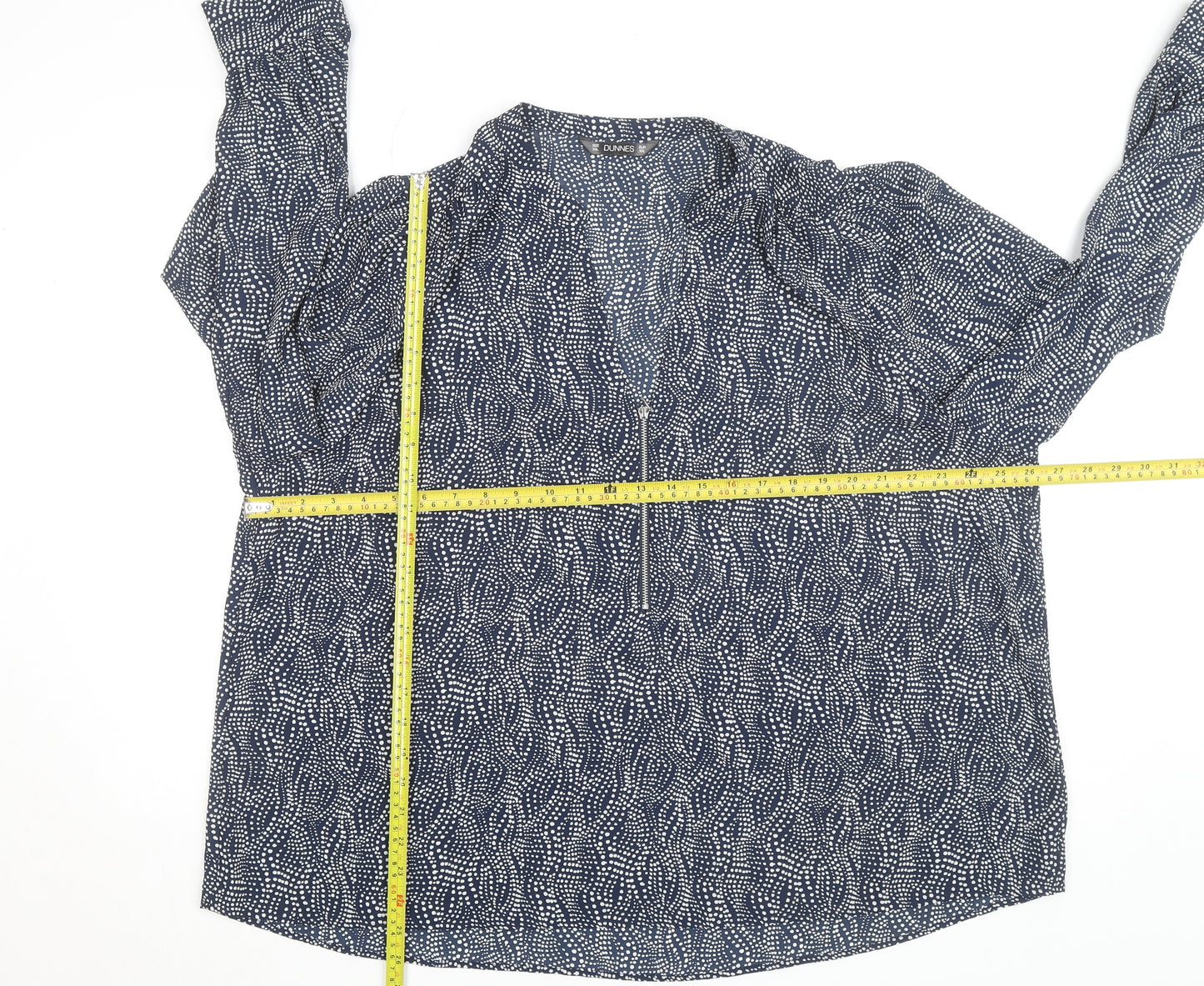 Dunnes Women’s Blue Geometric Long Sleeve Tunic Blouse Size XL
