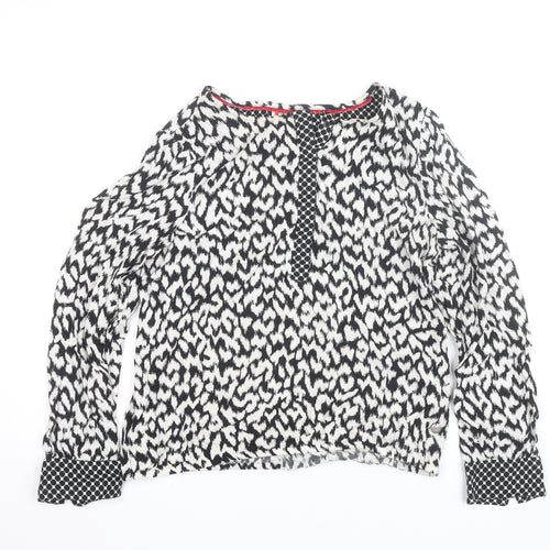 Street One Womens Black Animal Print Long Sleeve Tunic Blouse Size M