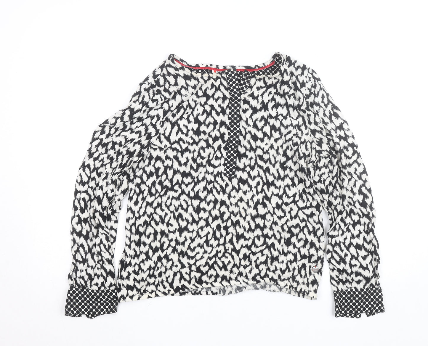 Street One Womens Black Animal Print Long Sleeve Tunic Blouse Size M