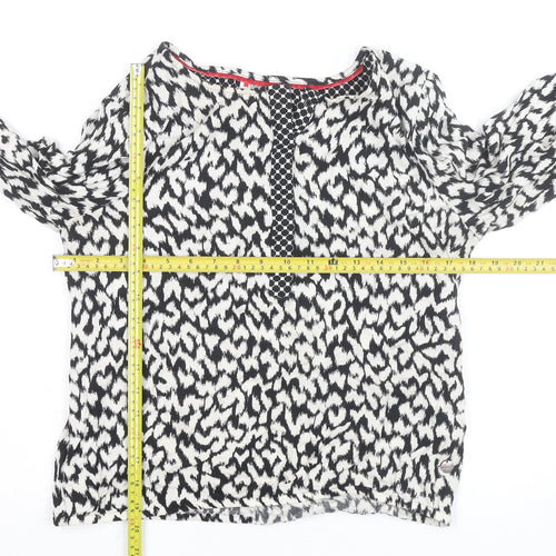 Street One Womens Black Animal Print Long Sleeve Tunic Blouse Size M