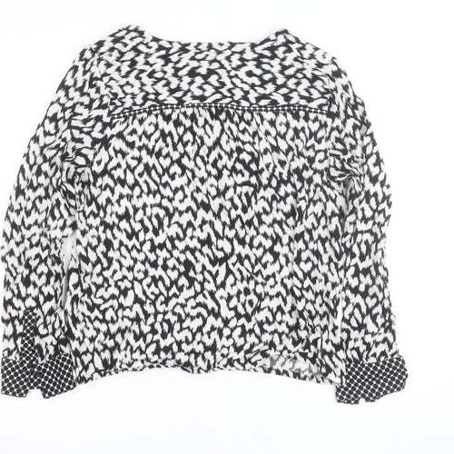 Street One Womens Black Animal Print Long Sleeve Tunic Blouse Size M