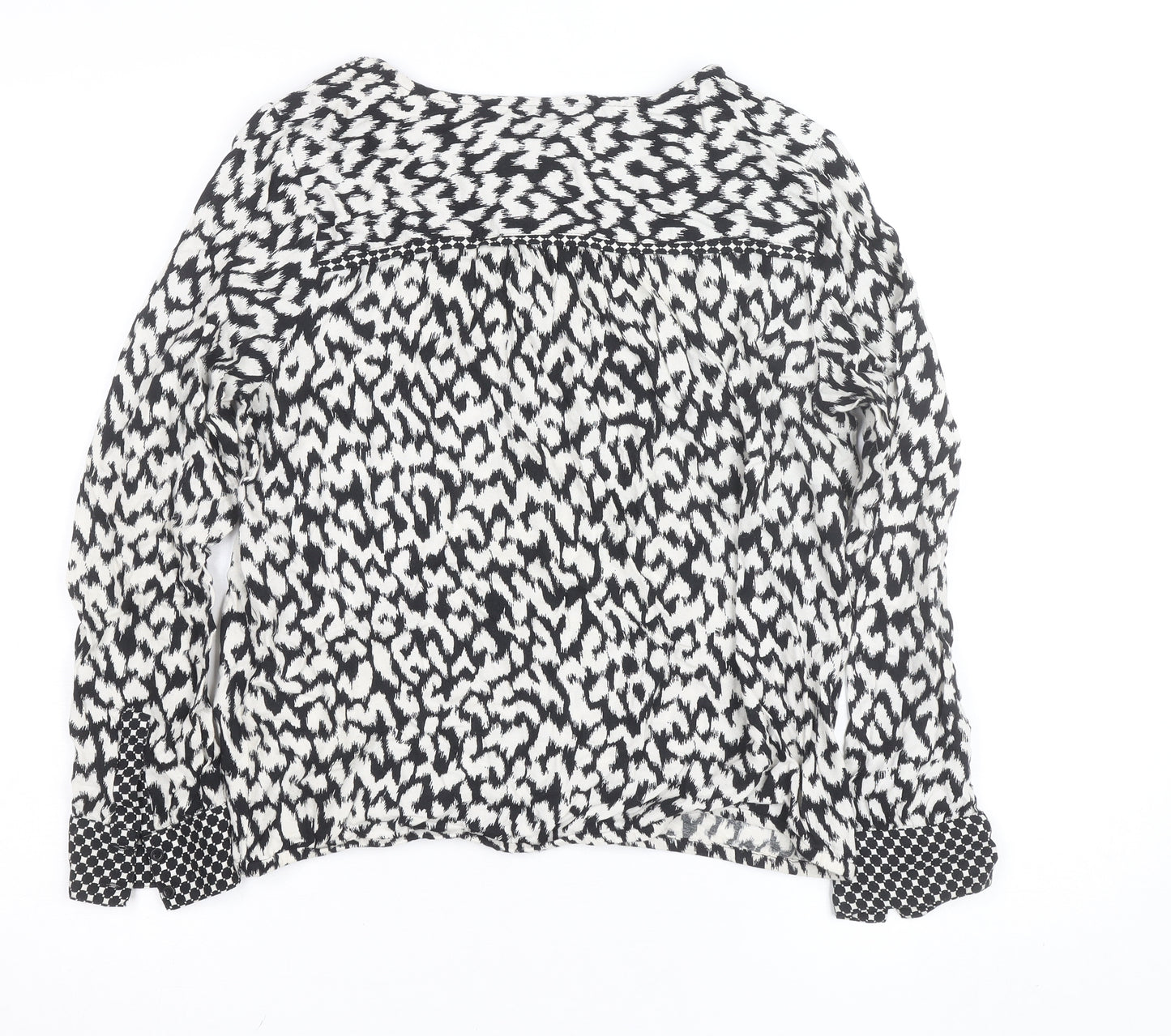 Street One Womens Black Animal Print Long Sleeve Tunic Blouse Size M