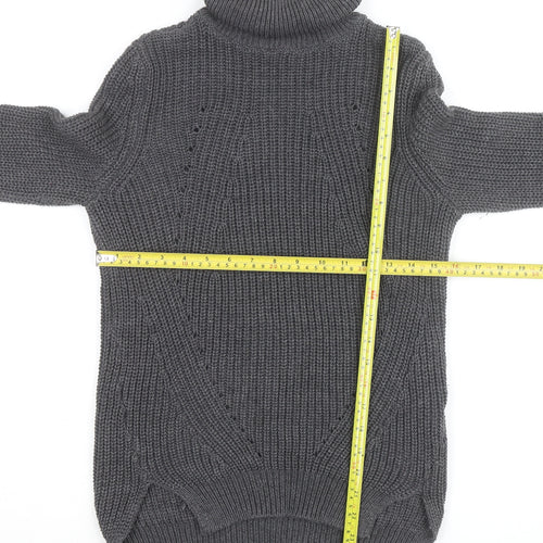 Noisy May Women Grey Roll Neck Chunky Knit Jumper Size S
