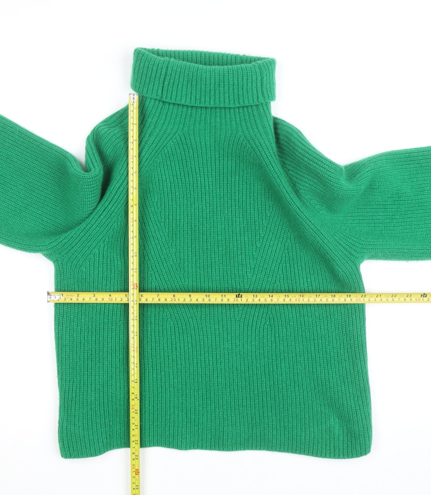 H&M Women's Green Wool Roll Neck Jumper Size S Relaxed Fit