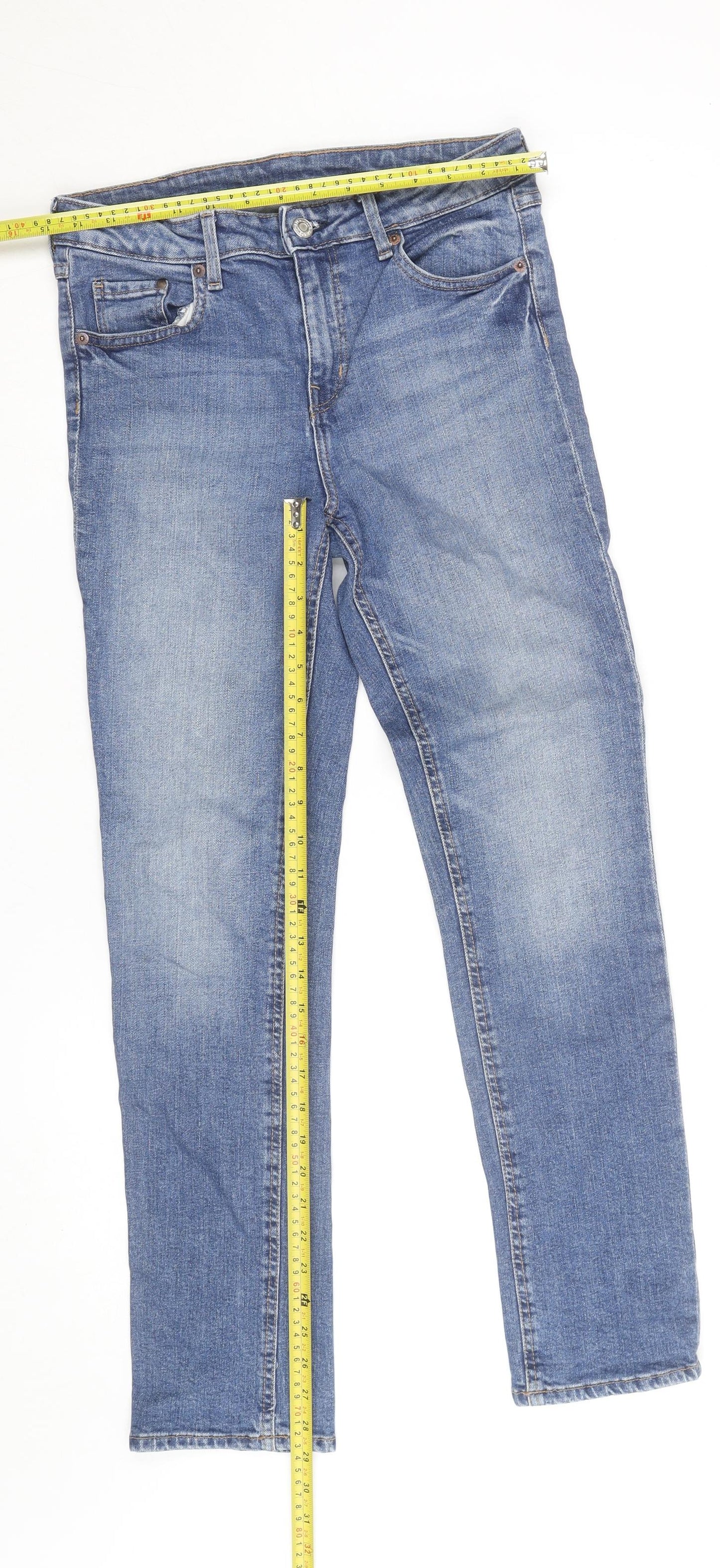 H&M Women’s Blue Slim Ankle Jeans Size 10 Regular Fit Denim