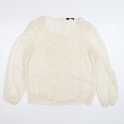 Oasis Women's Ivory Chiffon Pleated Blouse Size 14