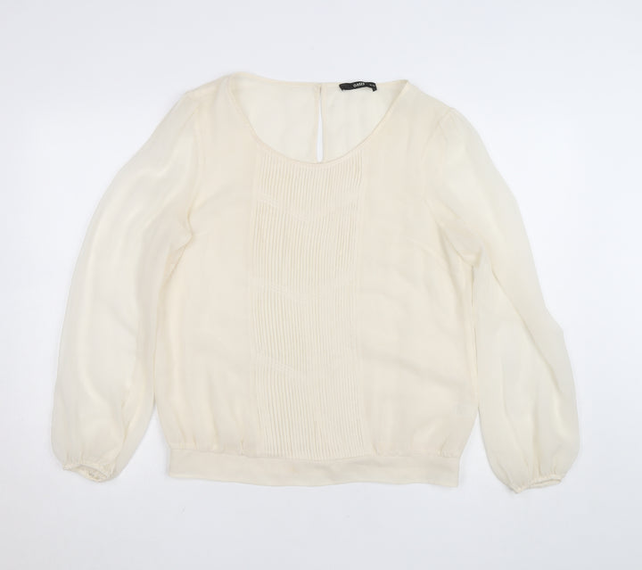 Oasis Women's Ivory Chiffon Pleated Blouse Size 14