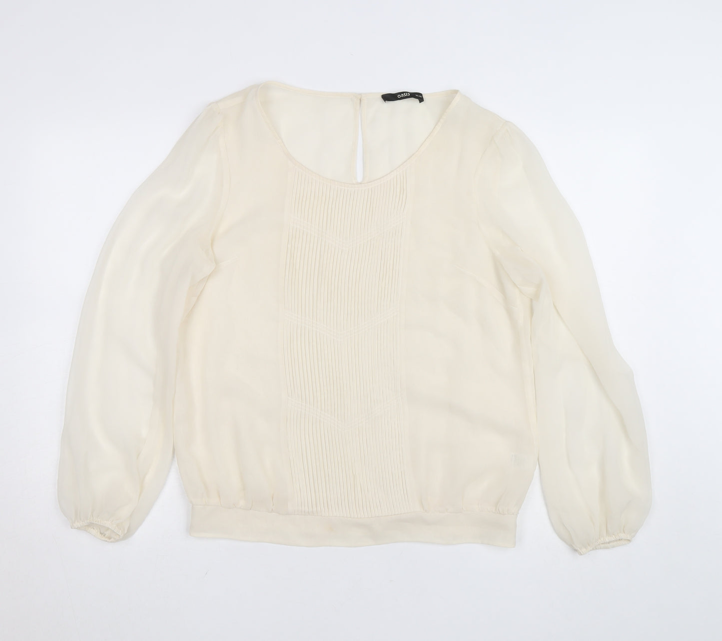 Oasis Women's Ivory Chiffon Pleated Blouse Size 14
