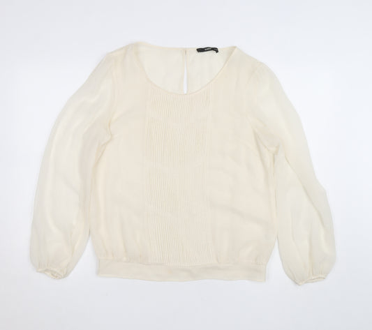 Oasis Women's Ivory Chiffon Pleated Blouse Size 14
