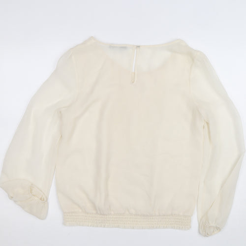 Oasis Women's Ivory Chiffon Pleated Blouse Size 14