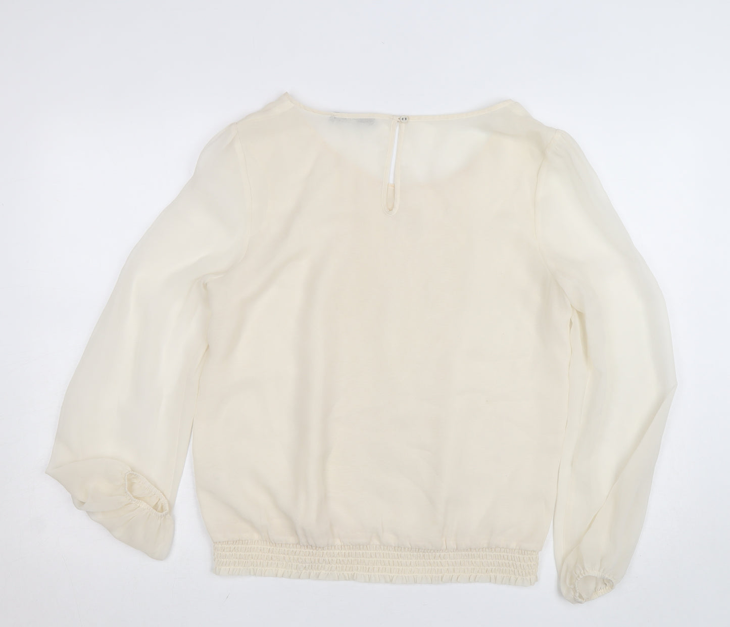 Oasis Women's Ivory Chiffon Pleated Blouse Size 14