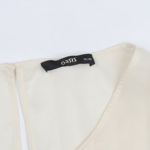Oasis Women's Ivory Chiffon Pleated Blouse Size 14
