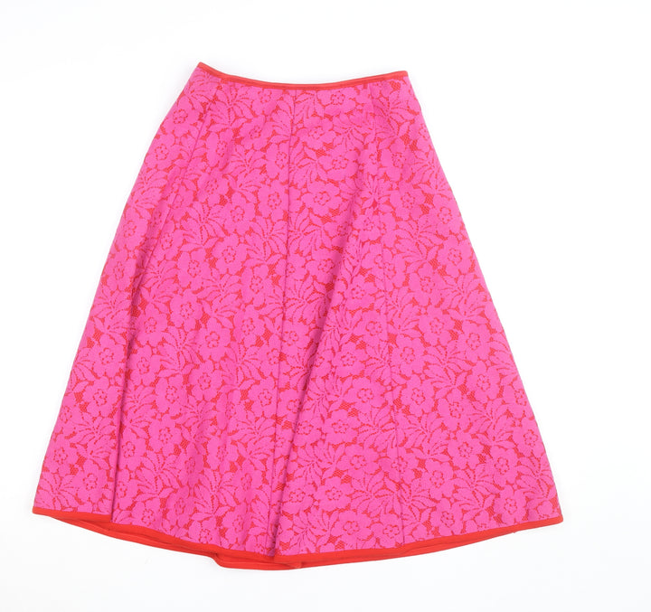Savida Women's Pink Floral Lace A-Line Knee Length Skirt Size S