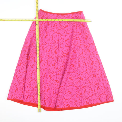 Savida Women's Pink Floral Lace A-Line Knee Length Skirt Size S